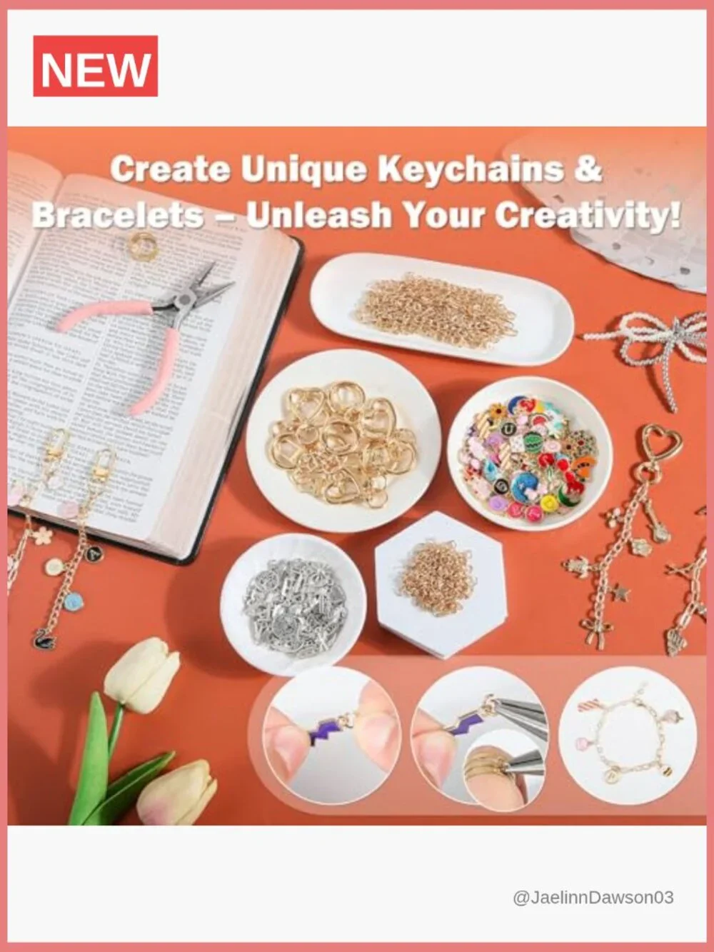 548Pcs Keychain Charms & Bracelet Making Kit with Tools